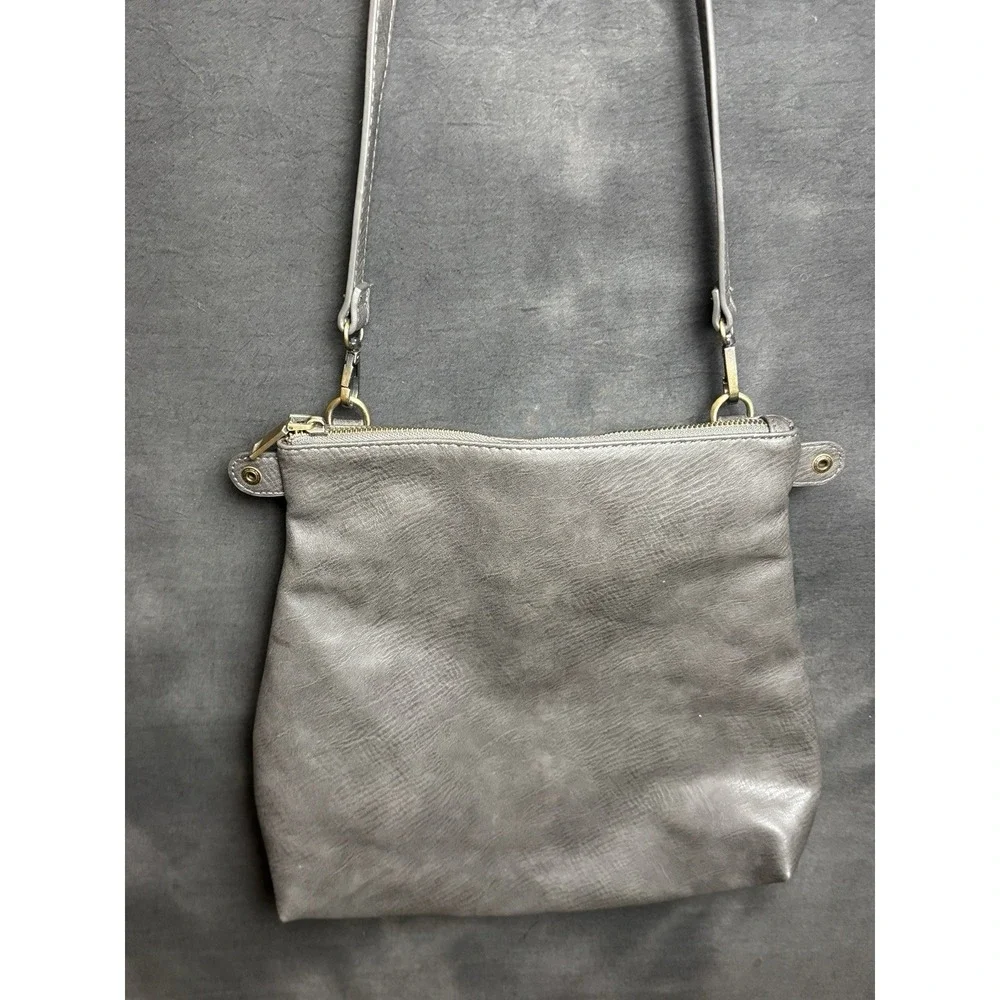 Antik Kraft Gray Vegan Leather Crossbody Bag Medium Satchel Faux‎ Leather Purse